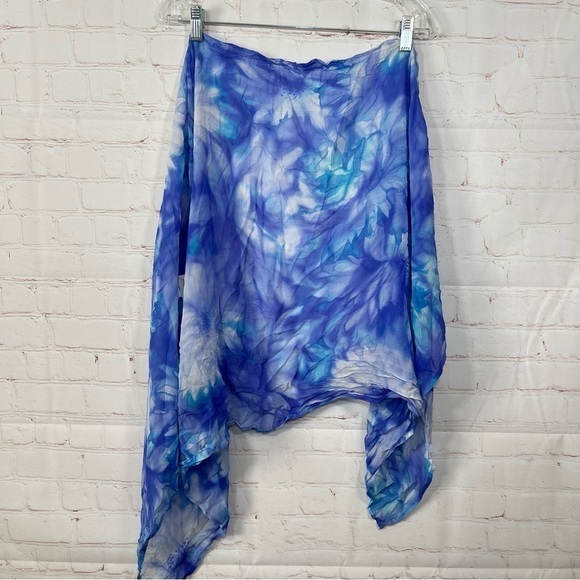 Gottex 100% Silk Floral Purple Scarf Wrap Shawl Beach One Size Cover Up 48X25 - Picture 2 of 6